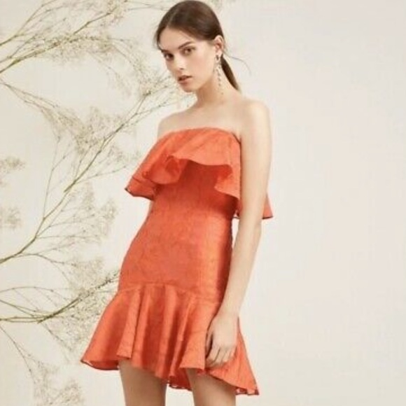 Keepsake strapless red coral dress NEW - Picture 4 of 6